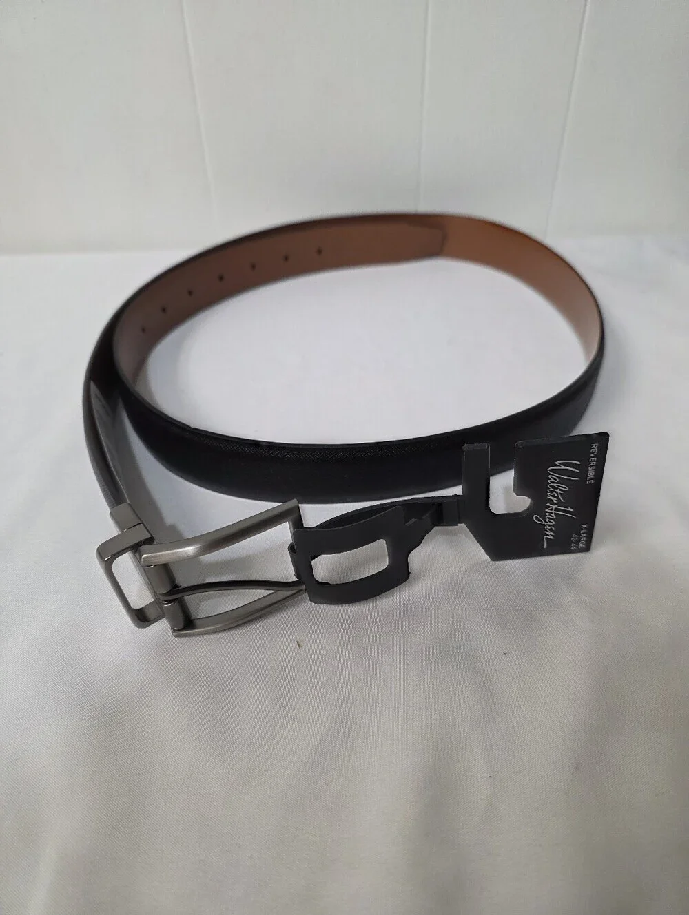 Walter Hagen Black Leather Reversible Belt with Brown Interior Size XL 42-44